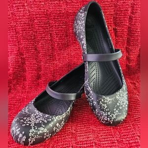 Crocs Women’s Alice Work Flat Black/Silver Size 12